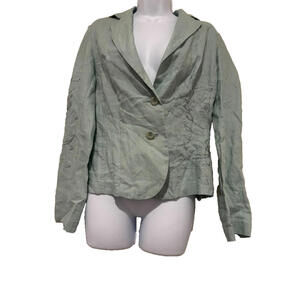 Vintage Oilily sz 36 (sz 8-10) green French linen jacket embroidered crochet3157